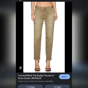 EUC Current/Elliot The Buddy Trouser in Army Green w/Tape, Size 27